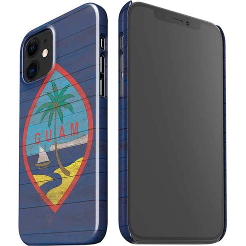 Guam Flag Dark Wood iPhone 12 Mini Lite Case